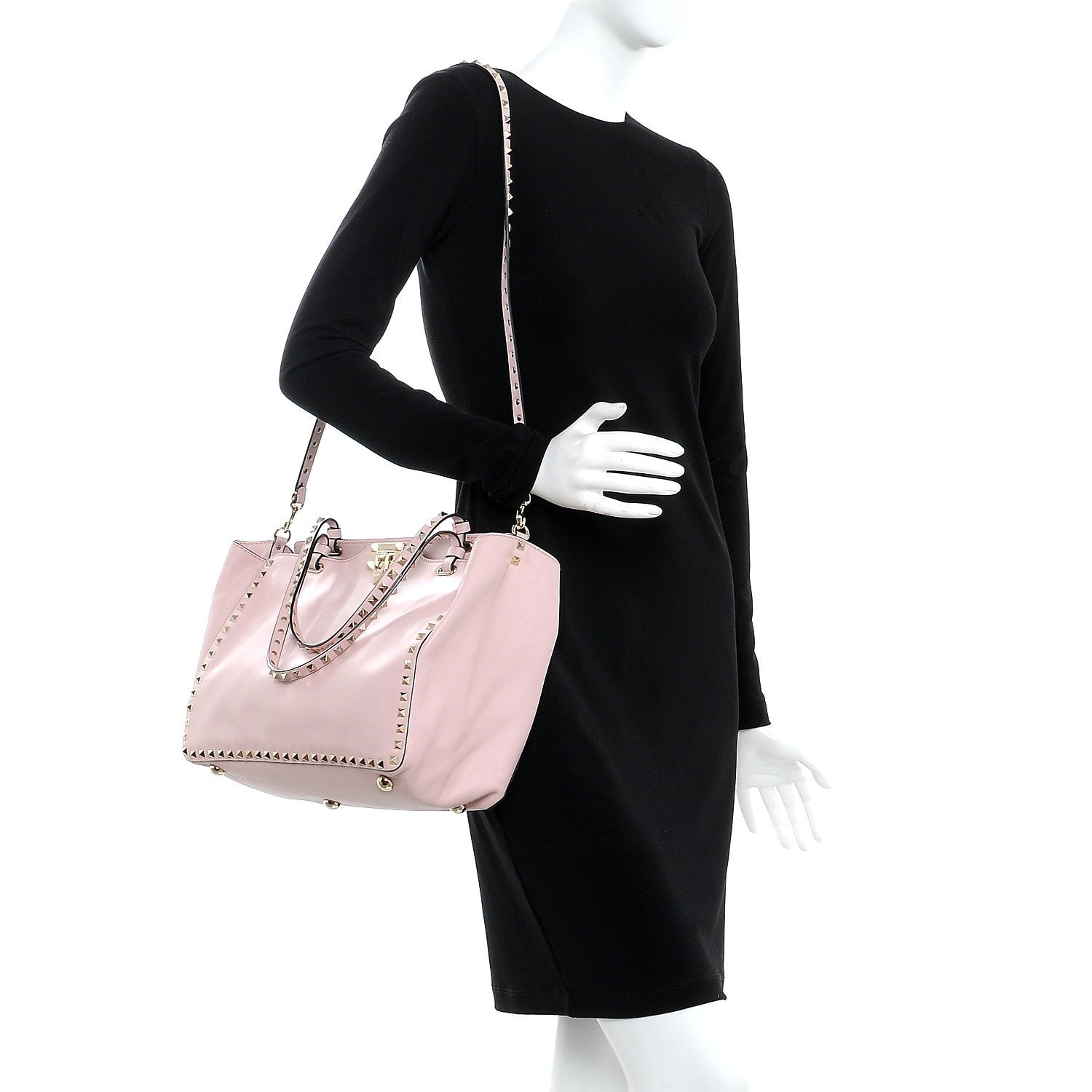 Valentino Garavani Vitello Medium Rockstud Tote Water Rose 2 of 7
