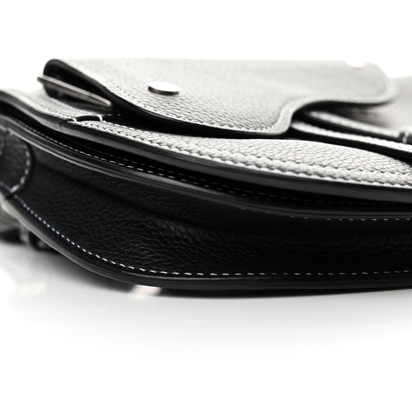 X KAWS Grained Calfskin Saddle Pouch Black