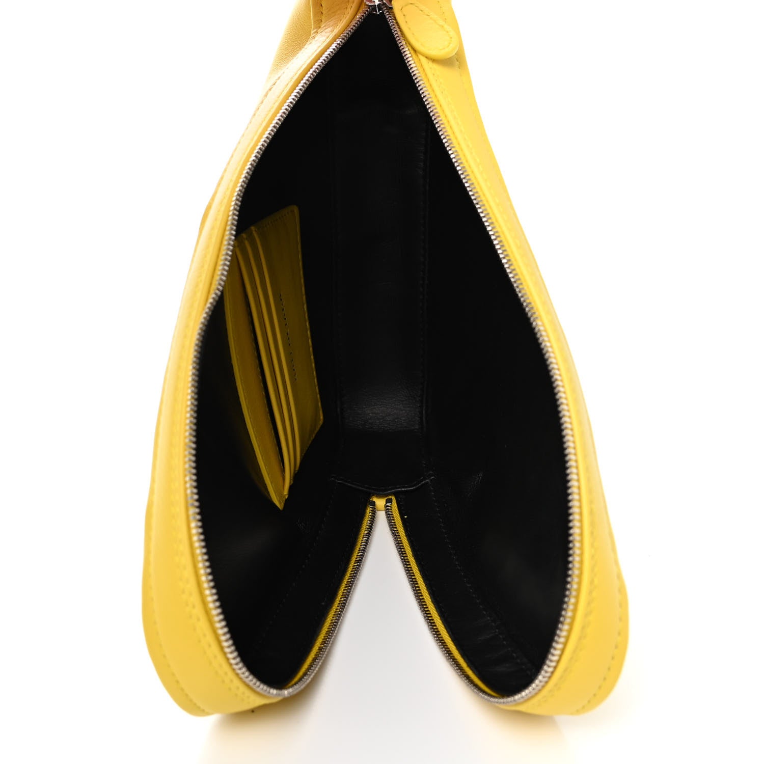 Balenciaga Shiny Day Calfskin Logo M Triangle Pouch Jaune Black 4 of 4