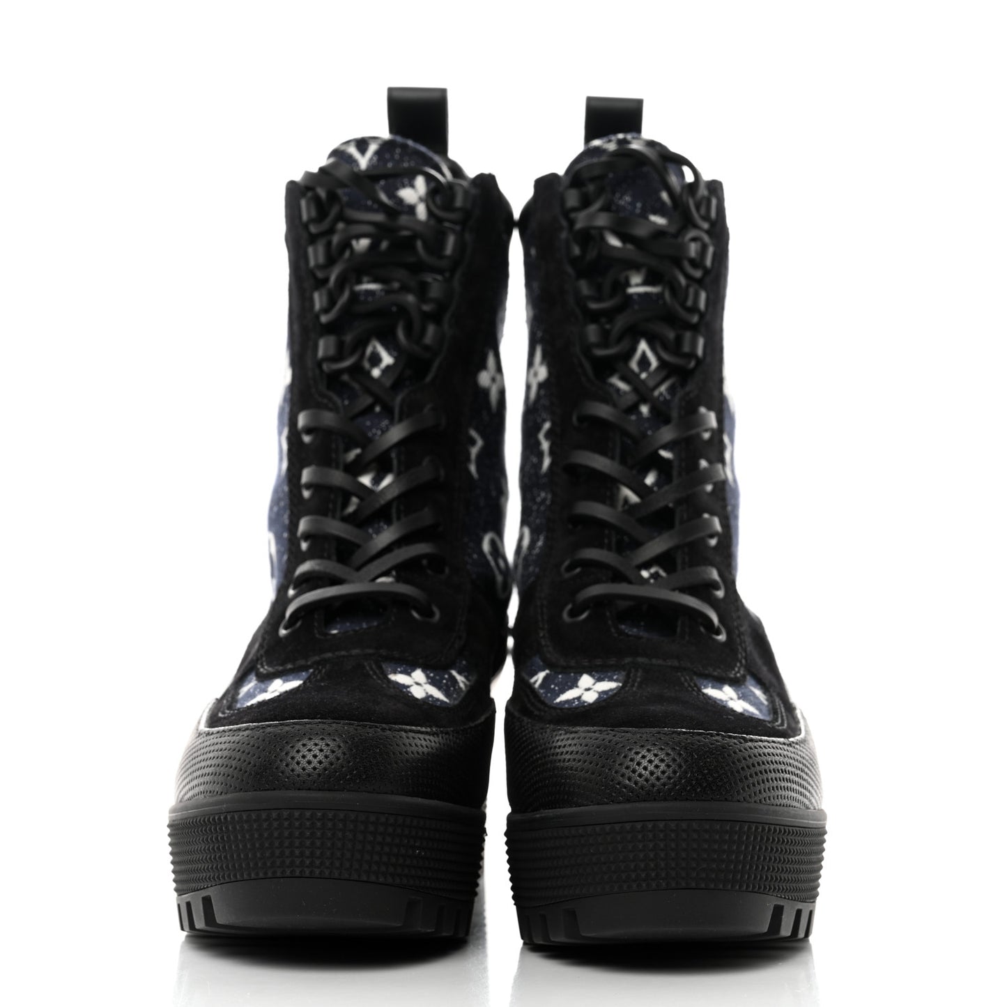 Denim Calfskin Metropolis Flat Ranger Boot 37 Navy Blue