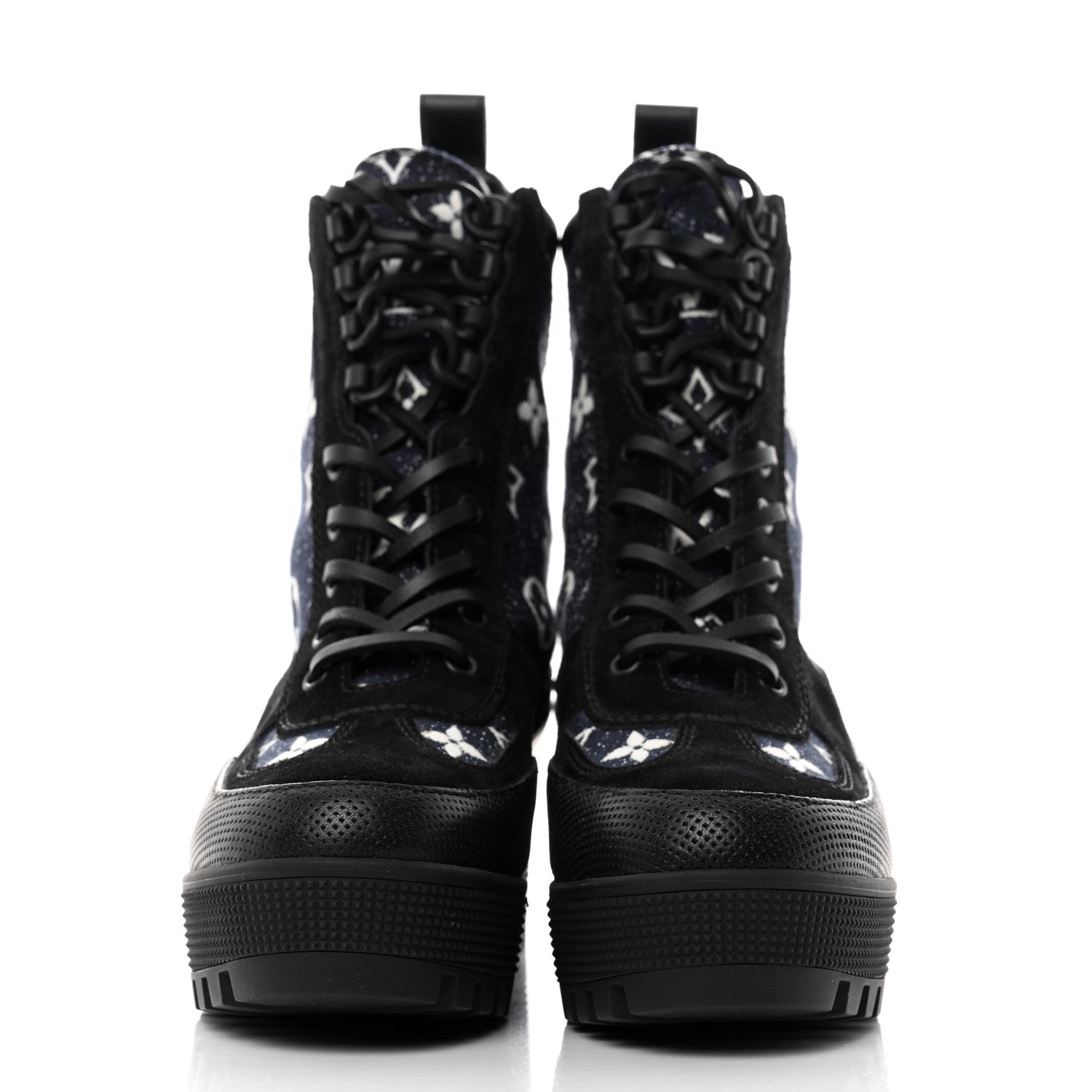 Louis Vuitton Denim Calfskin Metropolis Flat Ranger Boot 37 Navy Blue 2 of 9