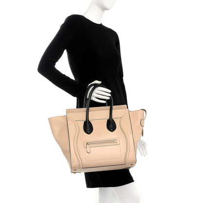 Celine Satin Calfskin Mini Bi-Color Luggage Powder Black 2 of 8
