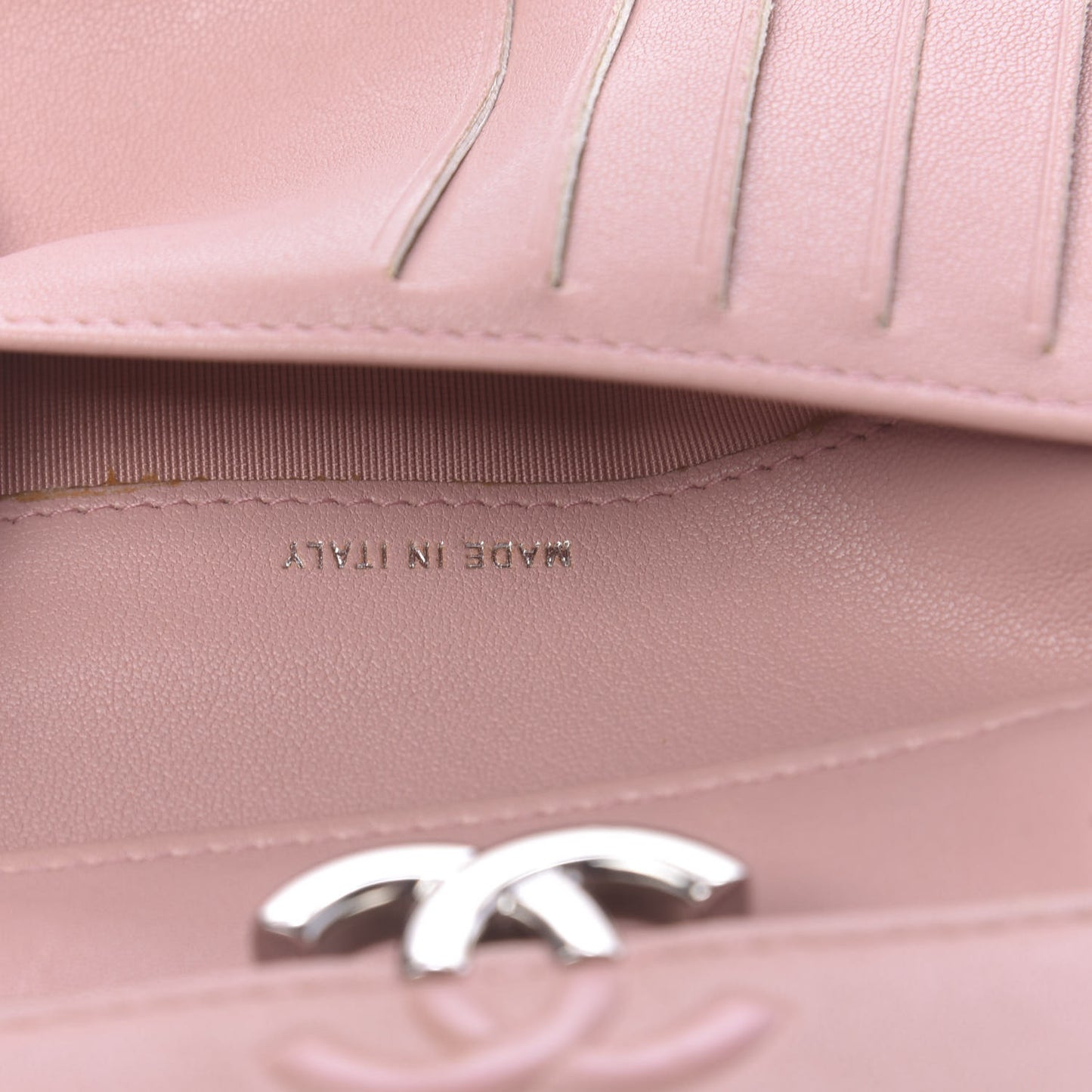 Lambskin Quilted CC Box Flap Wallet Light Pink