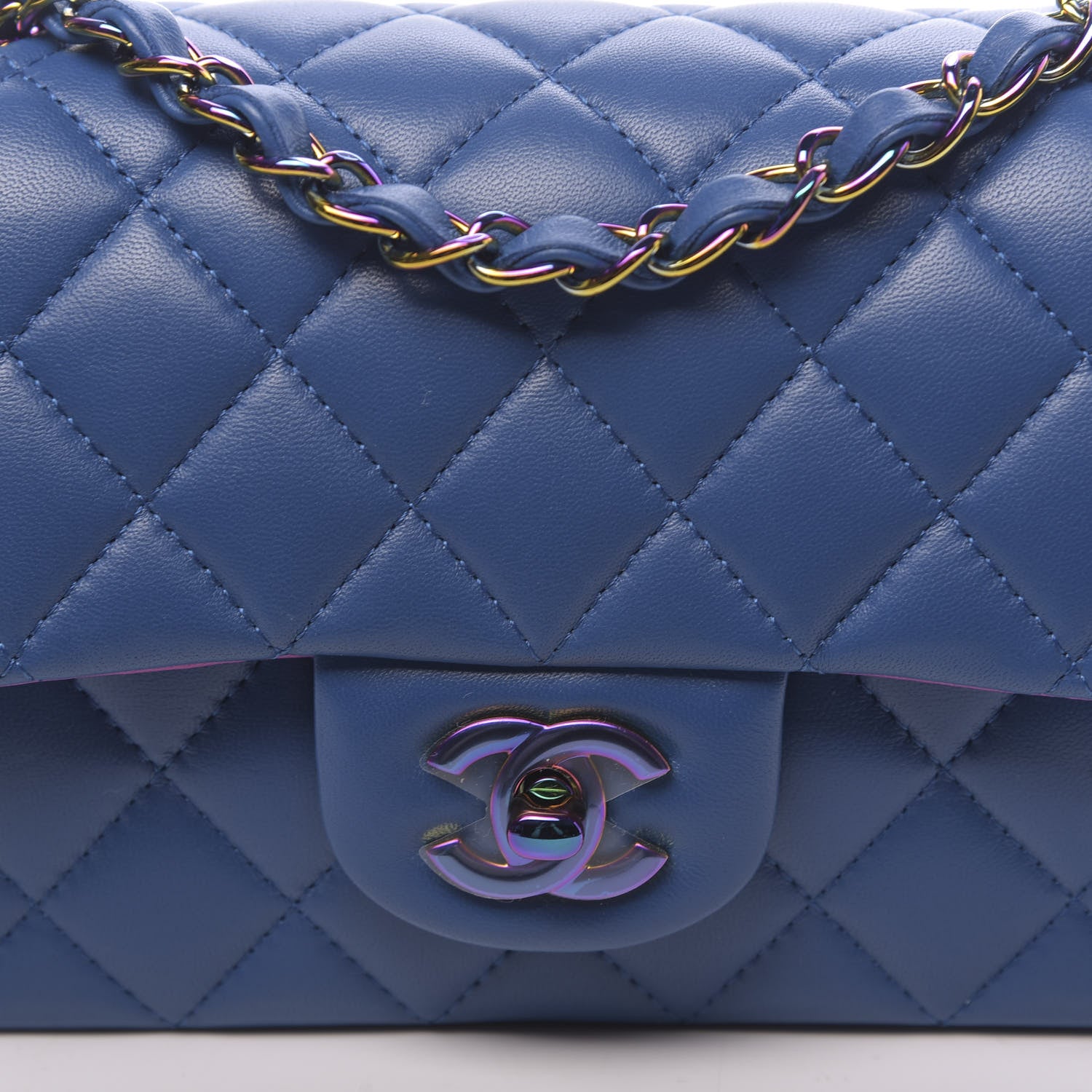 Chanel Lambskin Quilted Mini Rectangular Flap Blue Purple 10 of 10