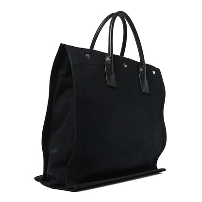 Saint Laurent Linen Calfskin Rive Gauche North South Tote Black 3 of 11
