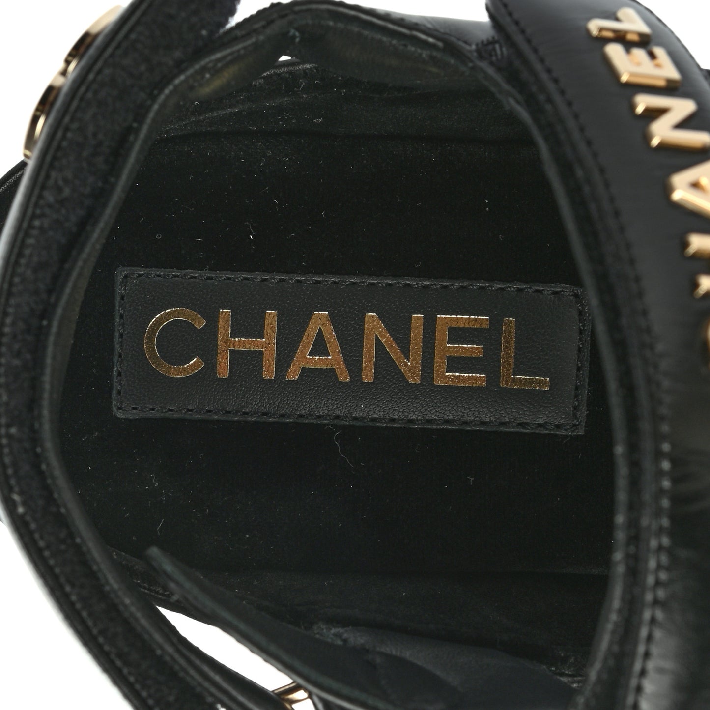 Shiny Calfskin Logo Platform Sandals 37 Black