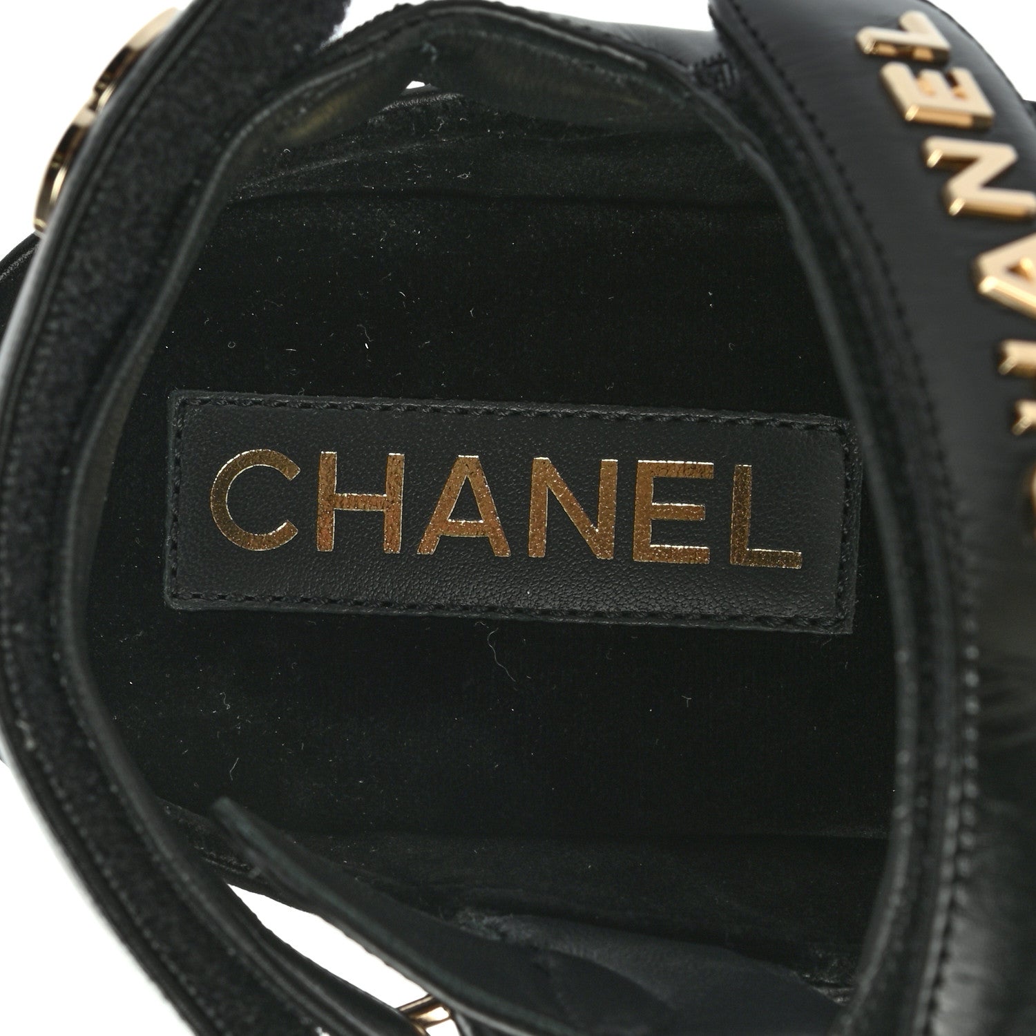Chanel Shiny Calfskin Logo Platform Sandals 37 Black 7 of 8