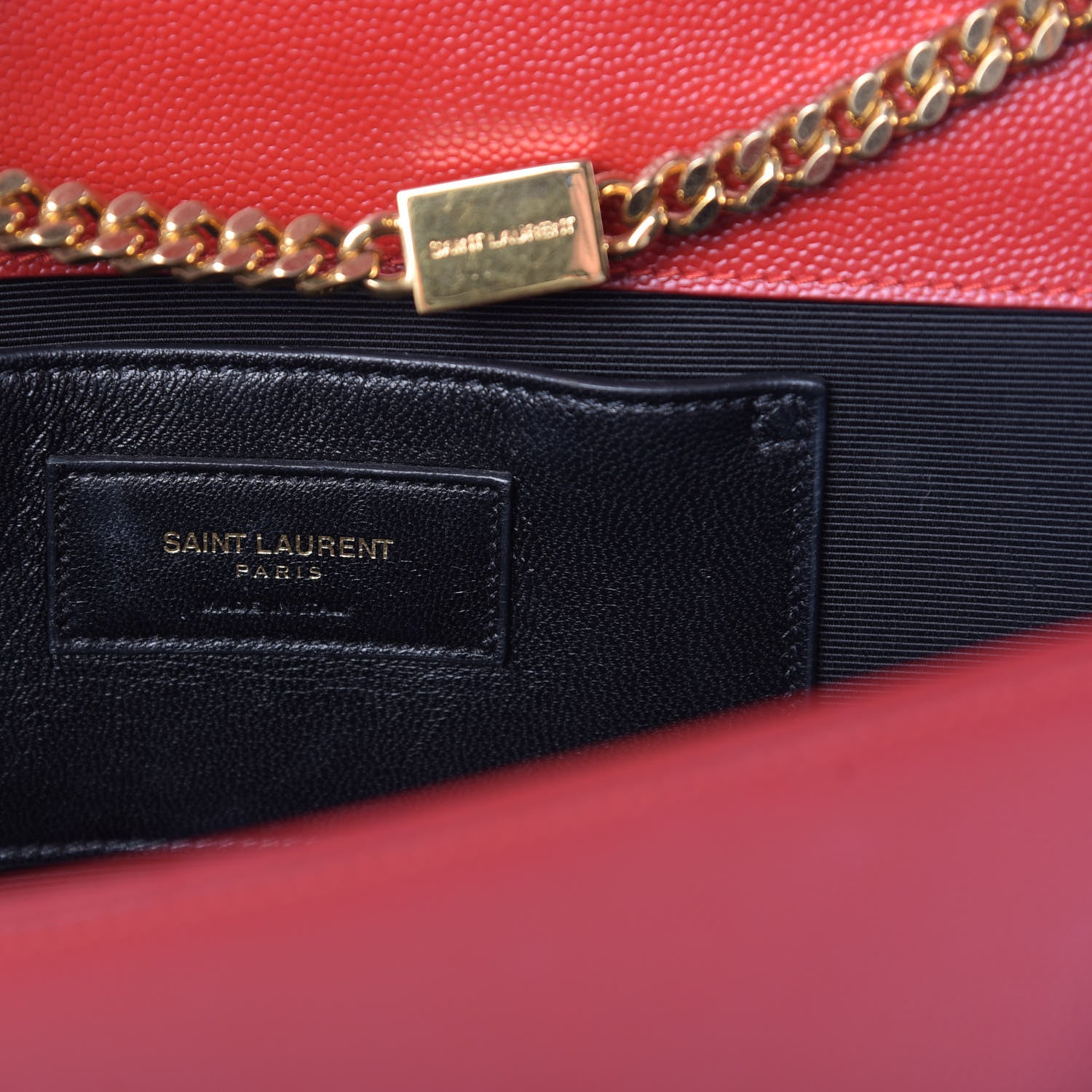 Saint Laurent Grain De Poudre Medium Monogram Kate Satchel Red 6 of 10