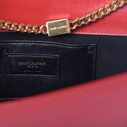 Saint Laurent Grain De Poudre Medium Monogram Kate Satchel Red 6 of 10