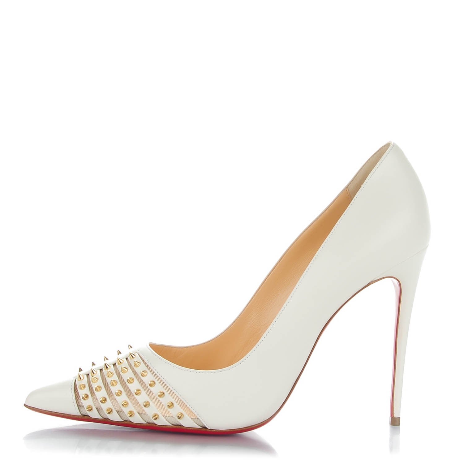 Christian Louboutin Kid Bareta 100 Pumps 39 Neige Light Gold 1 of 8