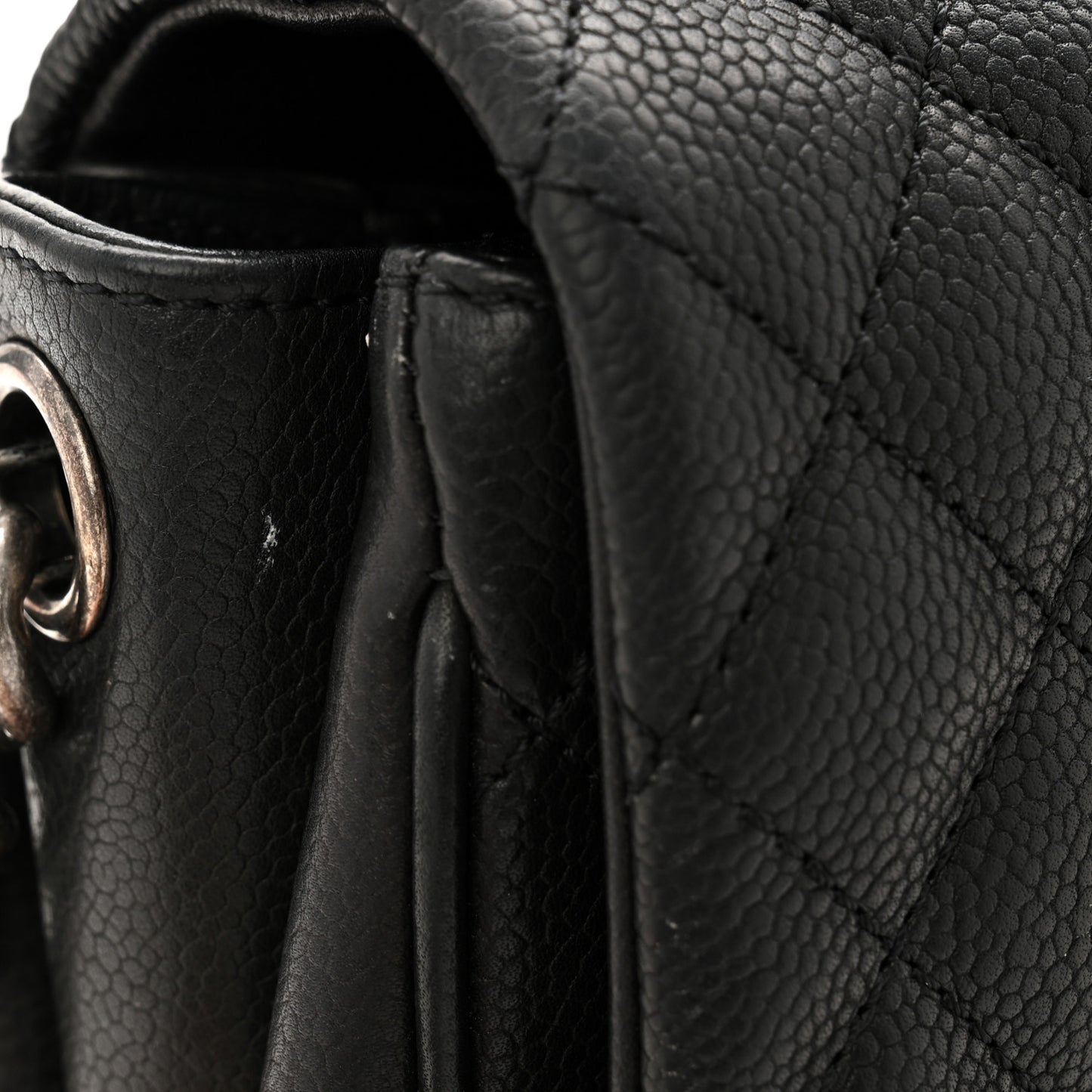 Caviar Quilted Medium Rock In Rome Single Flap Black
