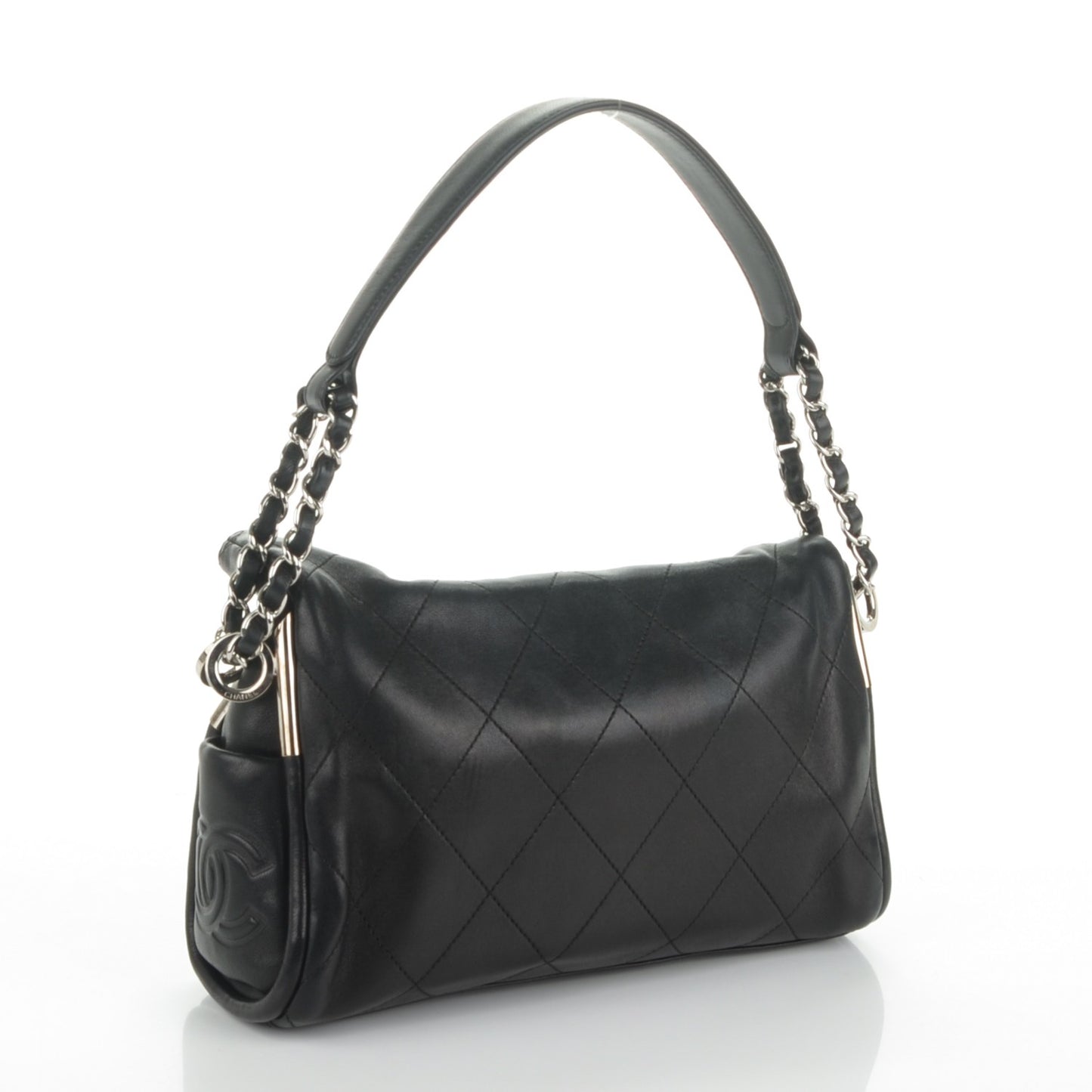 Lambskin Stitched Small Ultimate Soft Tote Black