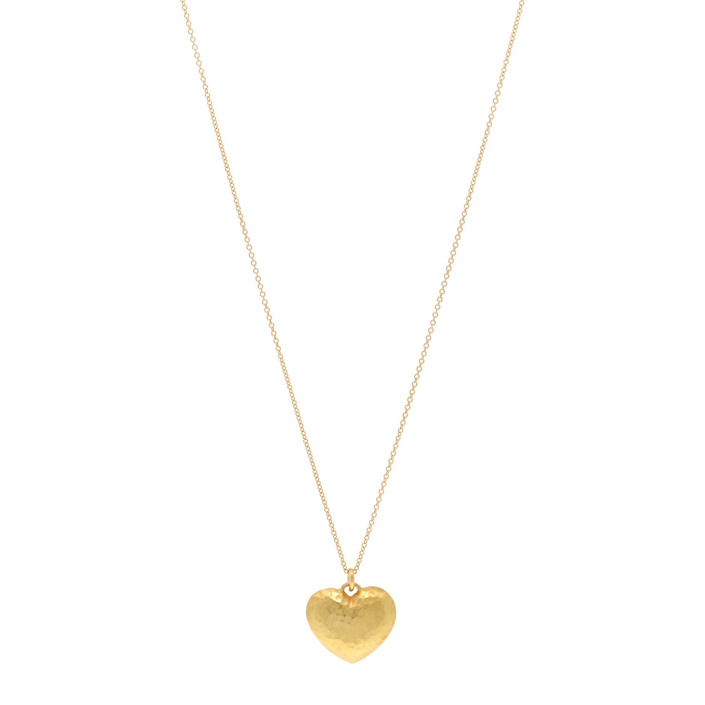 18K Yellow Gold Paloma Picasso Hammered Heart Pendant Necklace