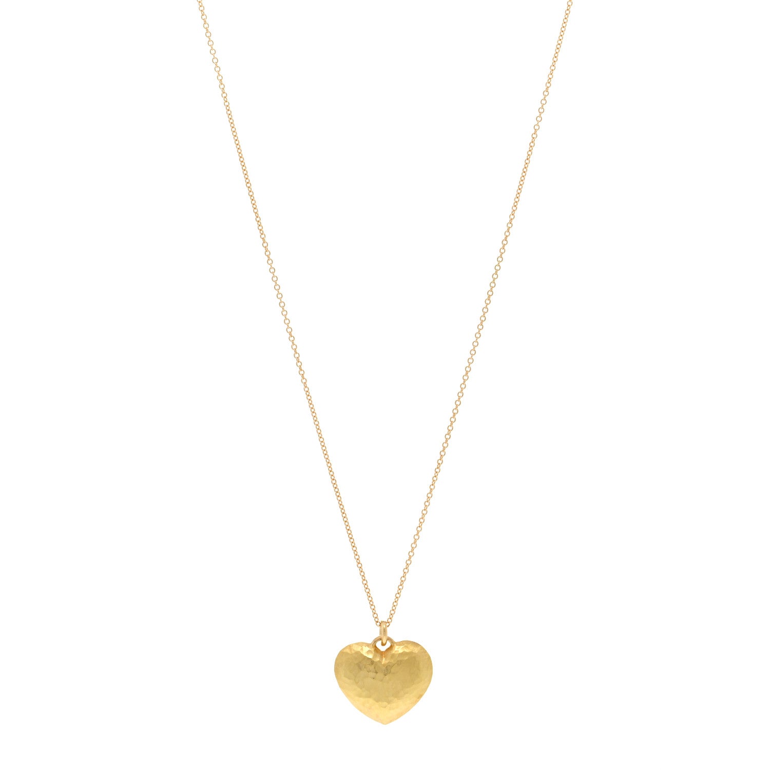 Tiffany 18K Yellow Gold Paloma Picasso Hammered Heart Pendant Necklace 1 of 4