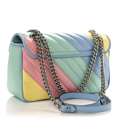 Gucci Calfskin Matelasse Diagonal Small GG Marmont Shoulder Bag Multicolor Pastel 3 of 9