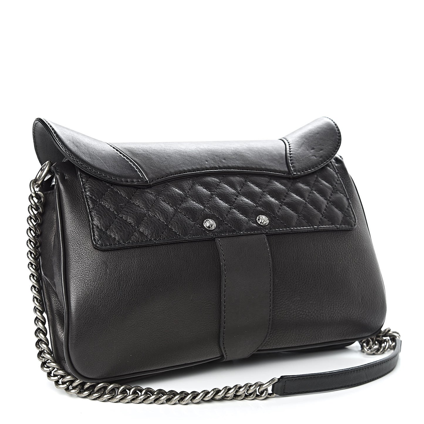Calfskin Quilted Dallas Saddle Bag Black