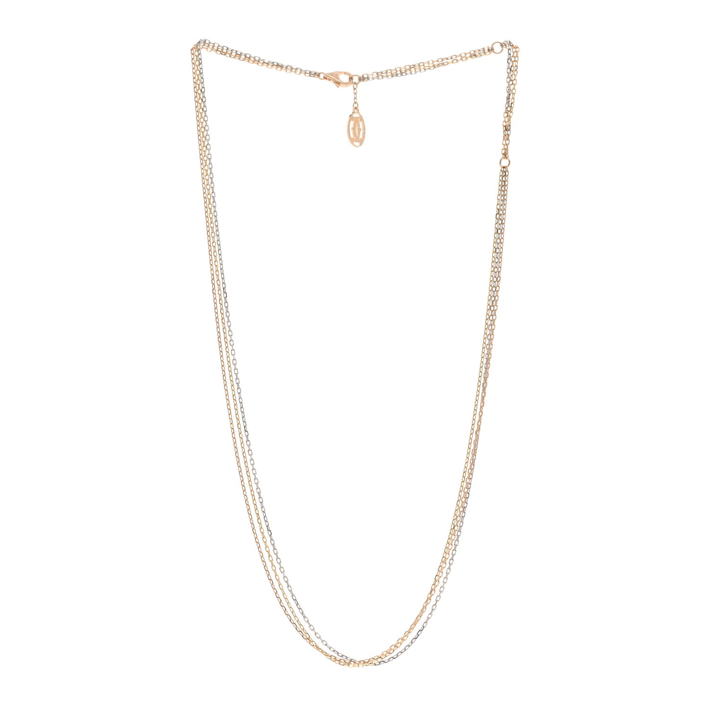 18K Pink Yellow White Gold Three Chain Necklace