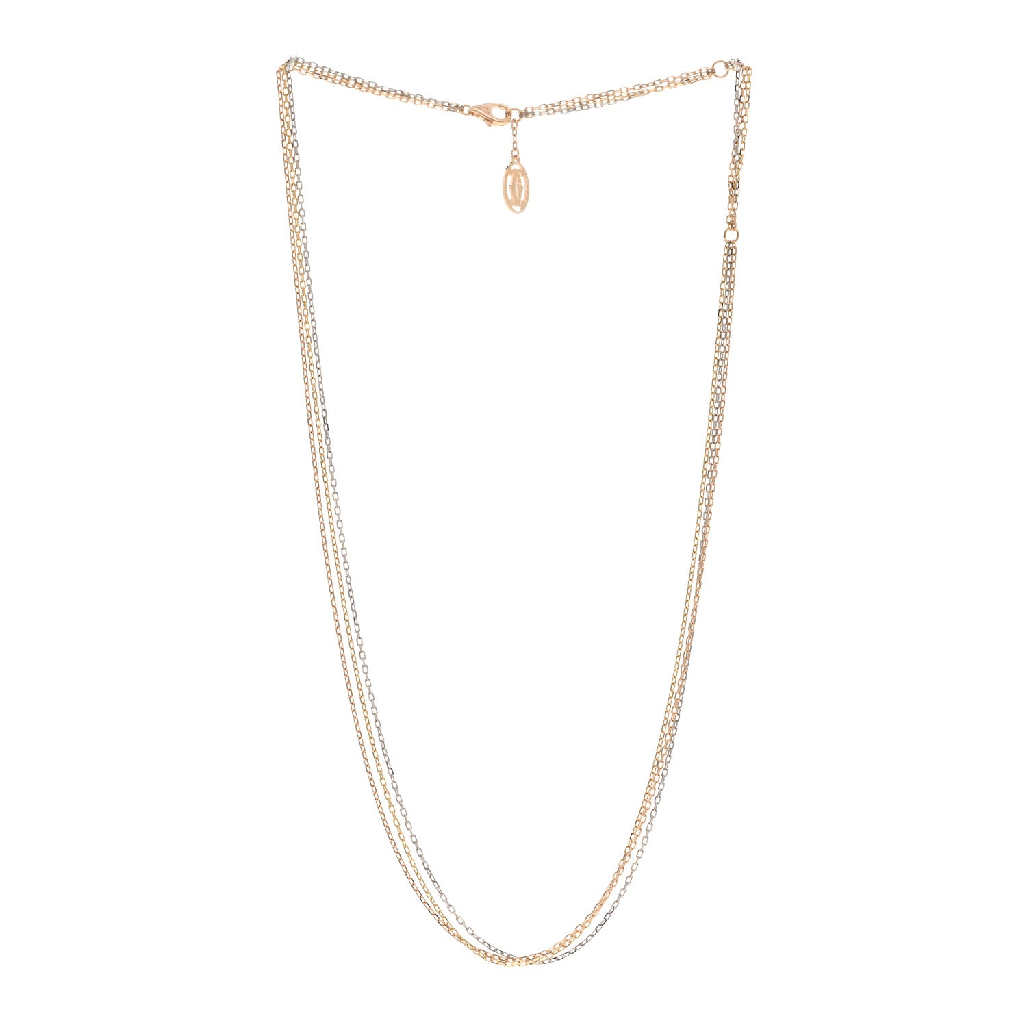 Cartier 18K Pink Yellow White Gold Three Chain Necklace 4 of 5