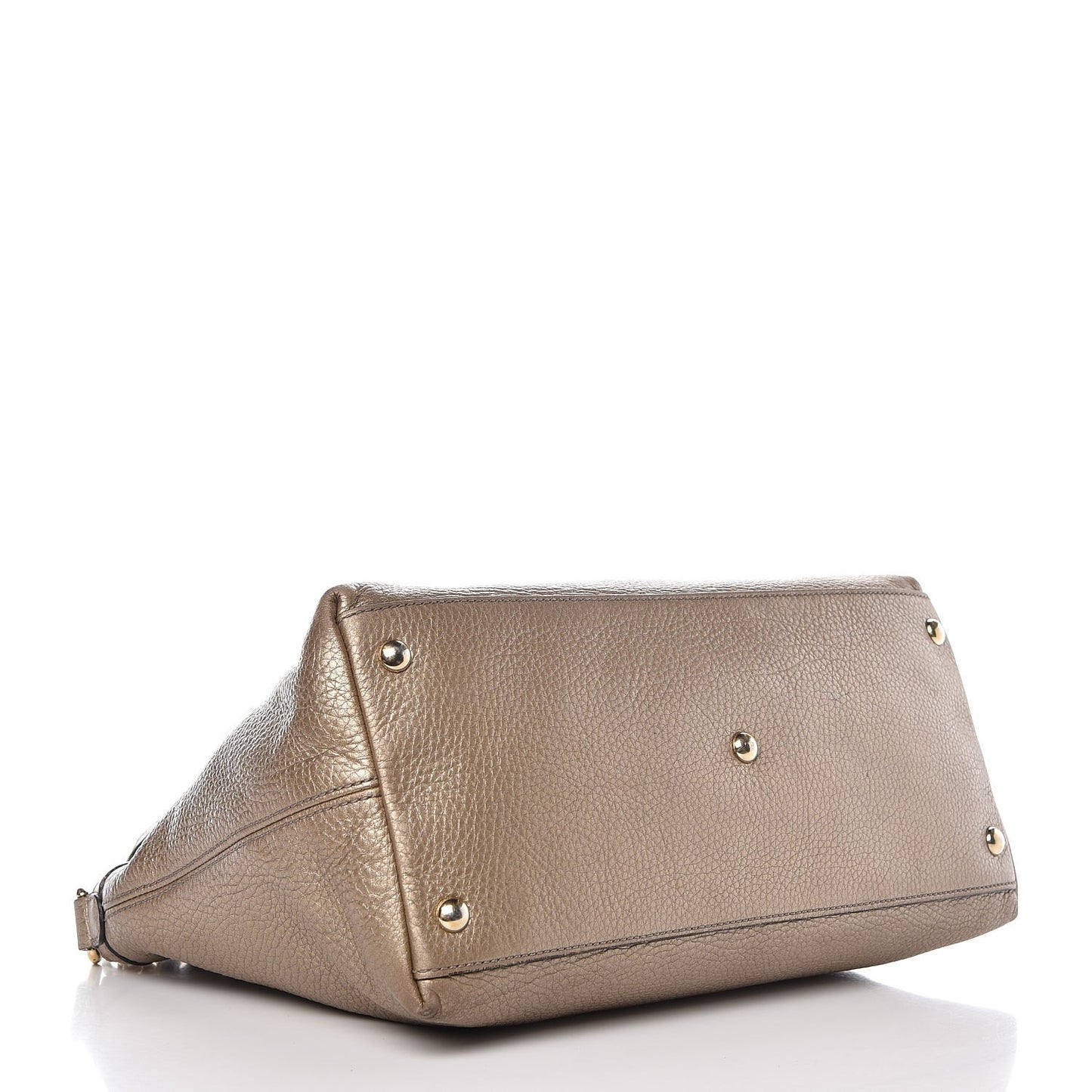 Metallic Cellarius Calfskin Small Soho Top Handle Satchel Golden Beige