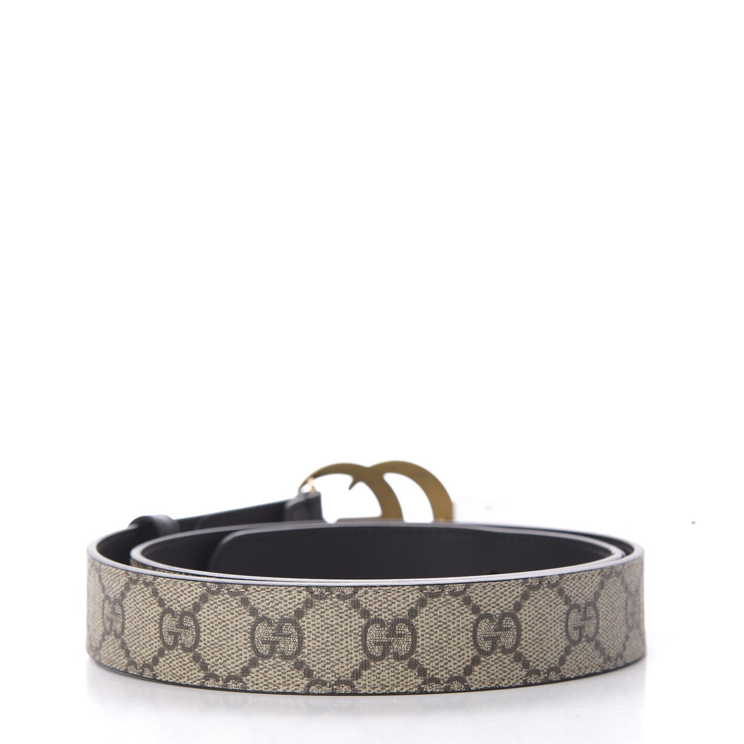Gucci GG Supreme Monogram Matte Plutone Calfskin Double G 30mm Belt 90 36 Beige Ebony Black 2 of 4