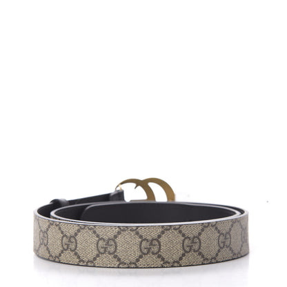 Gucci GG Supreme Monogram Matte Plutone Calfskin Double G 30mm Belt 90 36 Beige Ebony Black 2 of 4