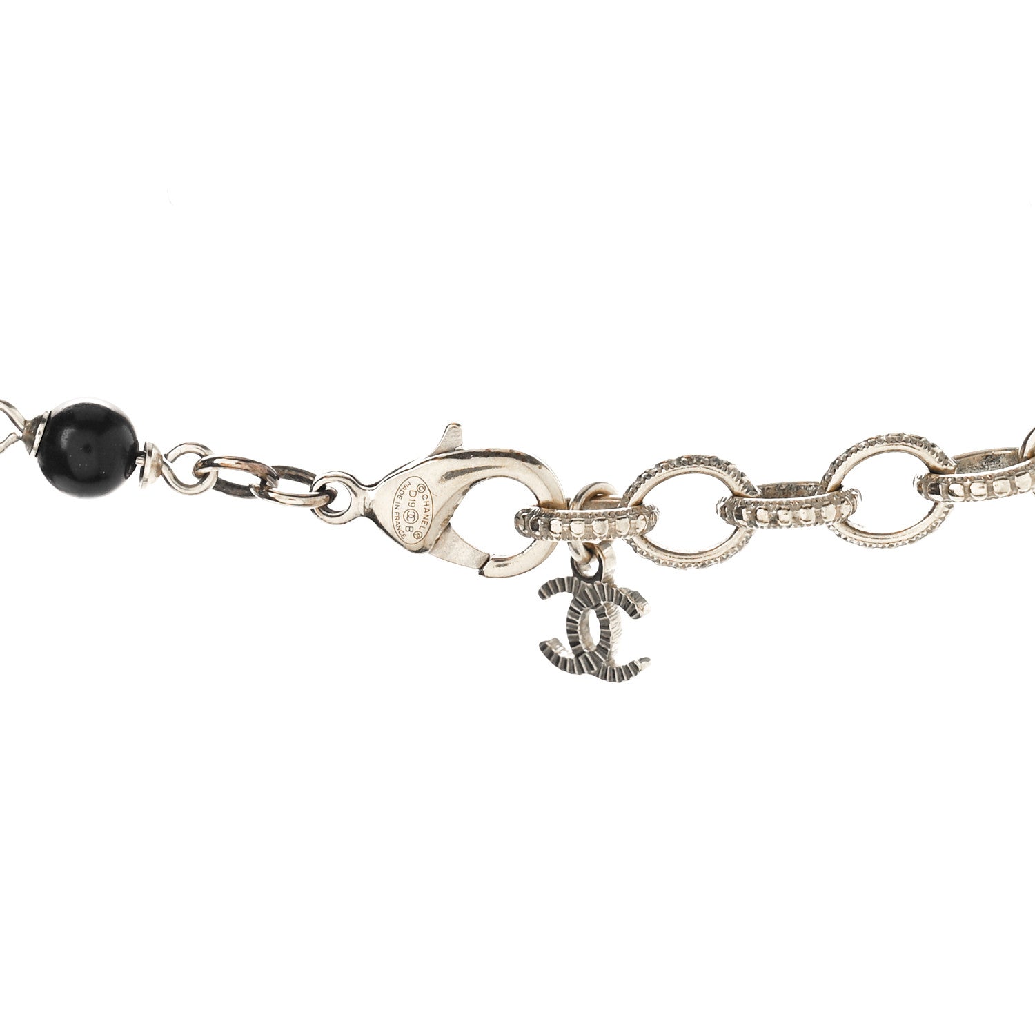 Chanel Pearl Beaded Crystal CC Long Necklace Gold Black White 5 of 6