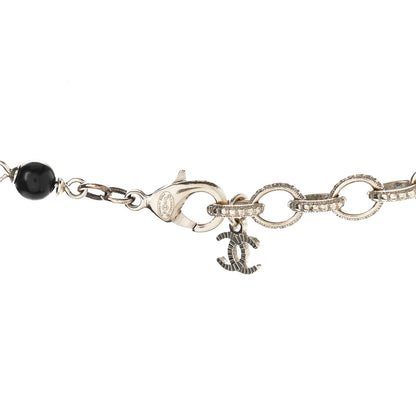 Chanel Pearl Beaded Crystal CC Long Necklace Gold Black White 5 of 6