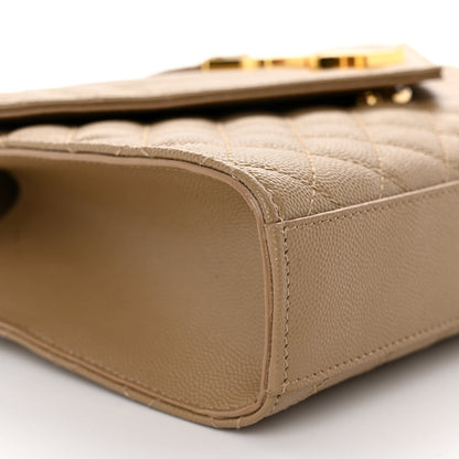 Saint Laurent Grain De Poudre Textured Mixed Matelasse Medium Triquilt Monogram Satchel Dark Latte 8 of 9