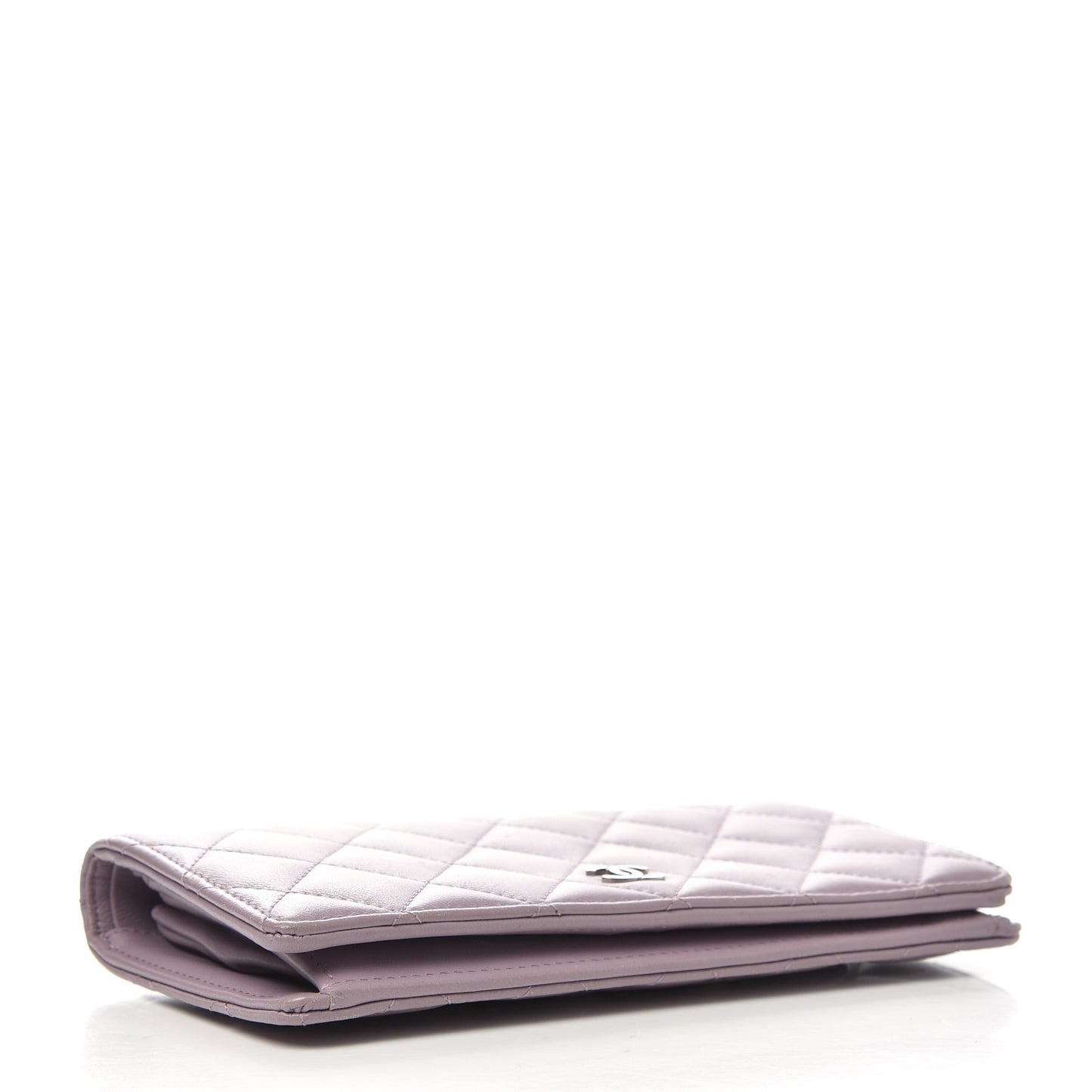 Lambskin Quilted Yen Wallet Light Purple