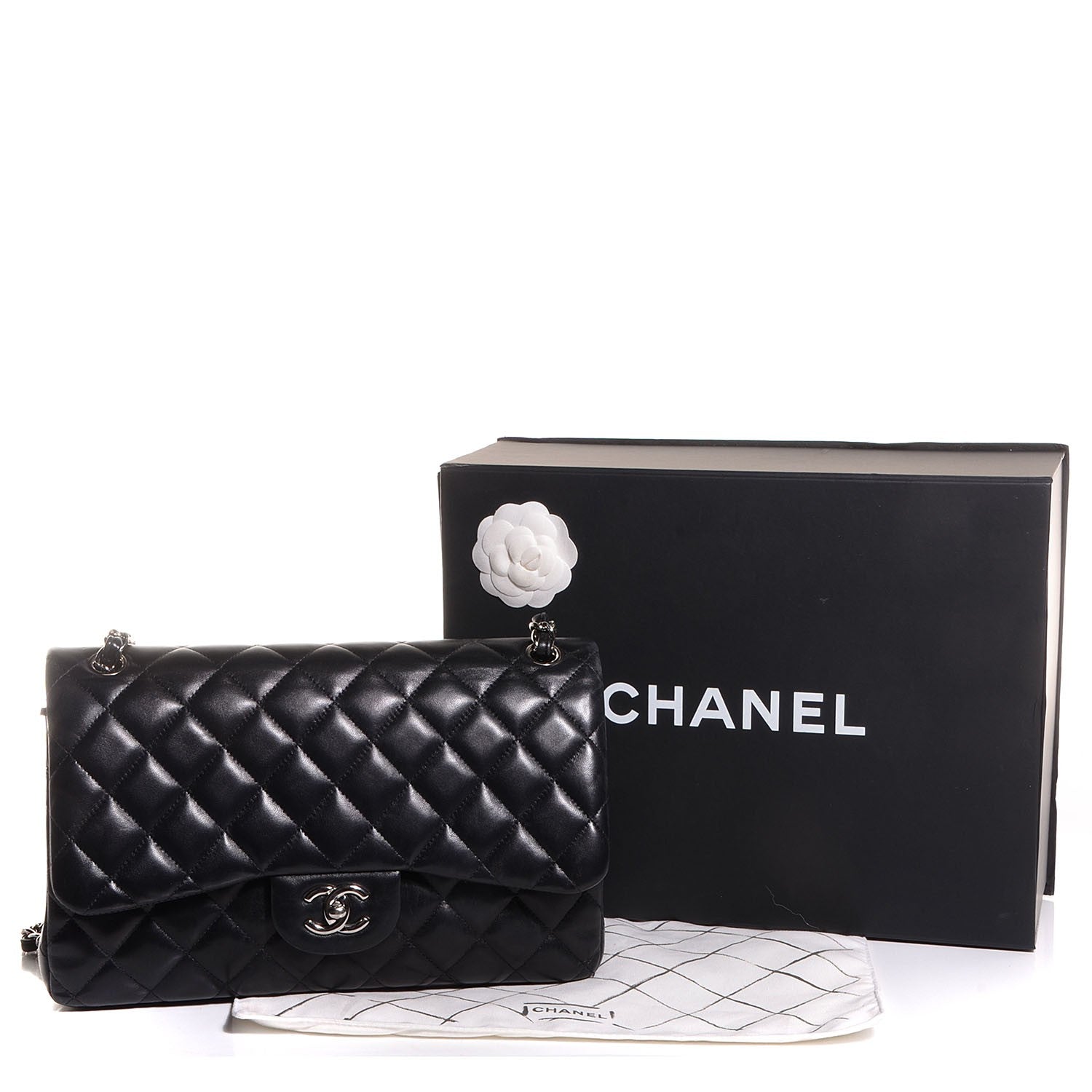 Chanel Lambskin Quilted Jumbo Double Flap Black 5 of 9
