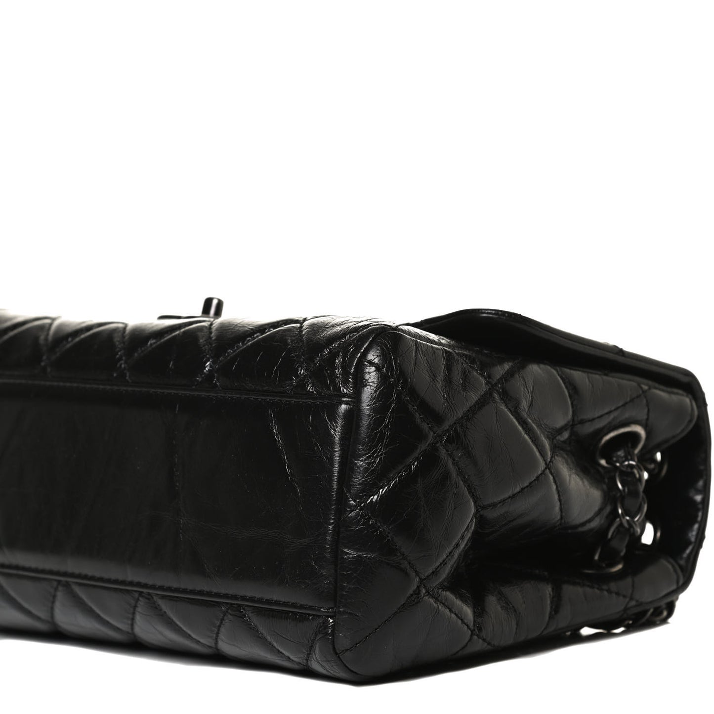 Glazed Calfskin Quilted Coco Soft Flap Black