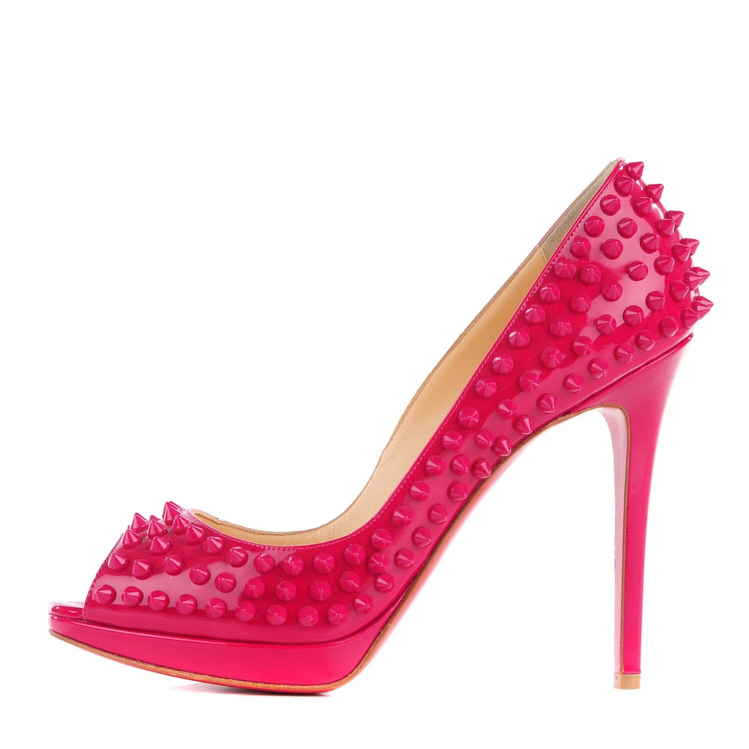Christian Louboutin Patent Yolanda Spikes 120 Pumps 39.5 Grenadine 1 of 6