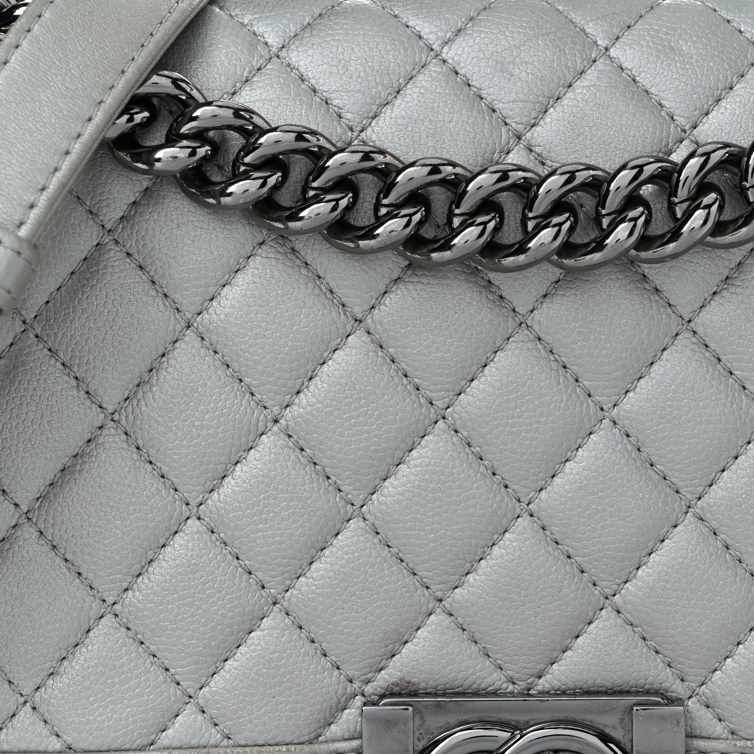 Chanel Metallic Caviar Quilted Medium Boy Flap Silver 8 of 11