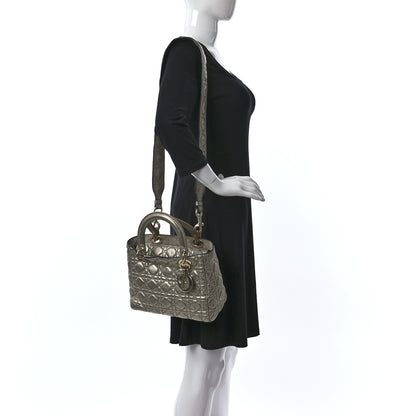 Christian Dior Metallic Grained Calfskin Cannage Medium Supple Lady Dior Gold 2 of 28