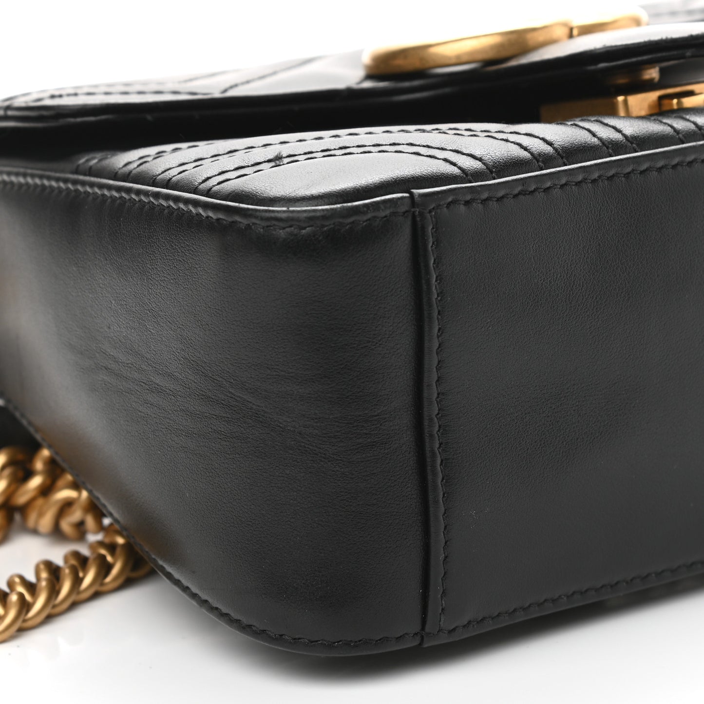 Calfskin Matelasse Mini GG Marmont Top Handle Shoulder Bag Black
