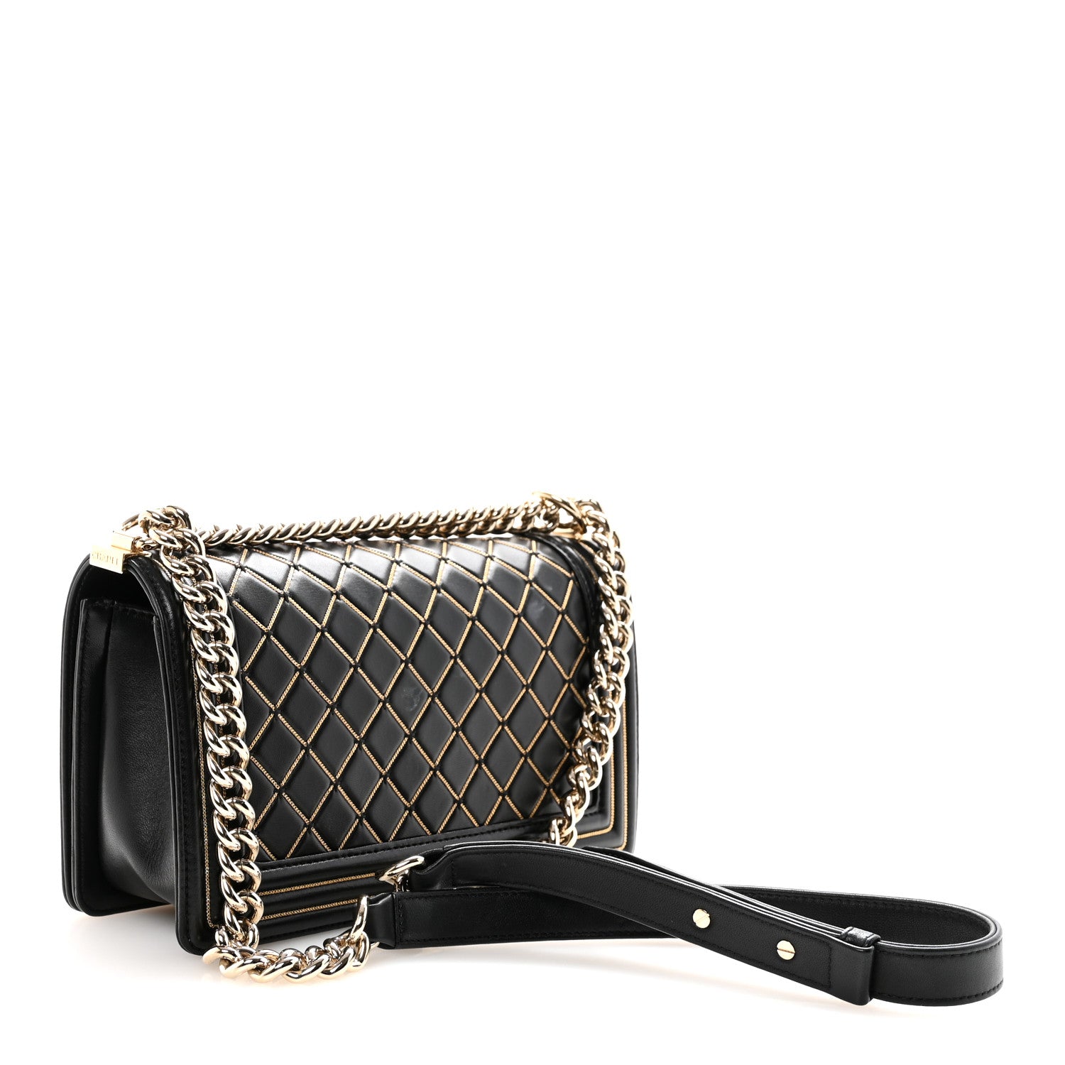 Chanel Lambskin Chain Quilted Medium Boy Flap Black 3 of 10