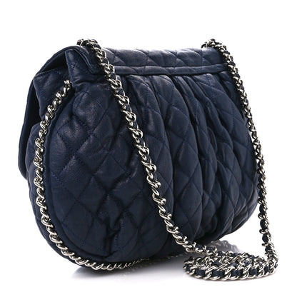 Chanel Washed Lambskin Quilted Large Chain Around Messenger Navy Blue 3 of 12