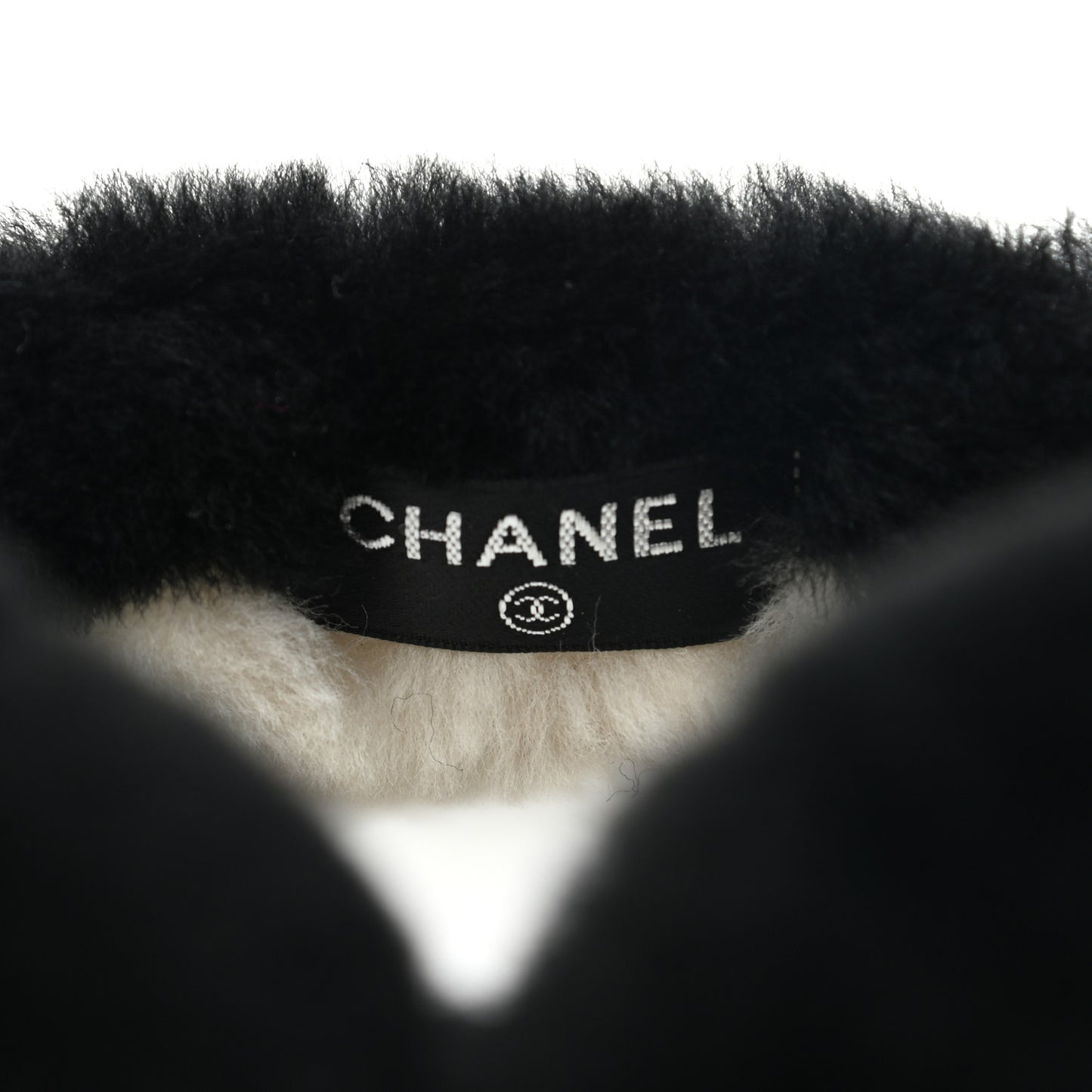 Shearling CC Ear Muffs Black White