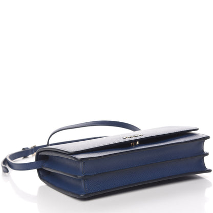 Prada Saffiano Lux Flap Wallet with Strap Bleuette 4 of 10