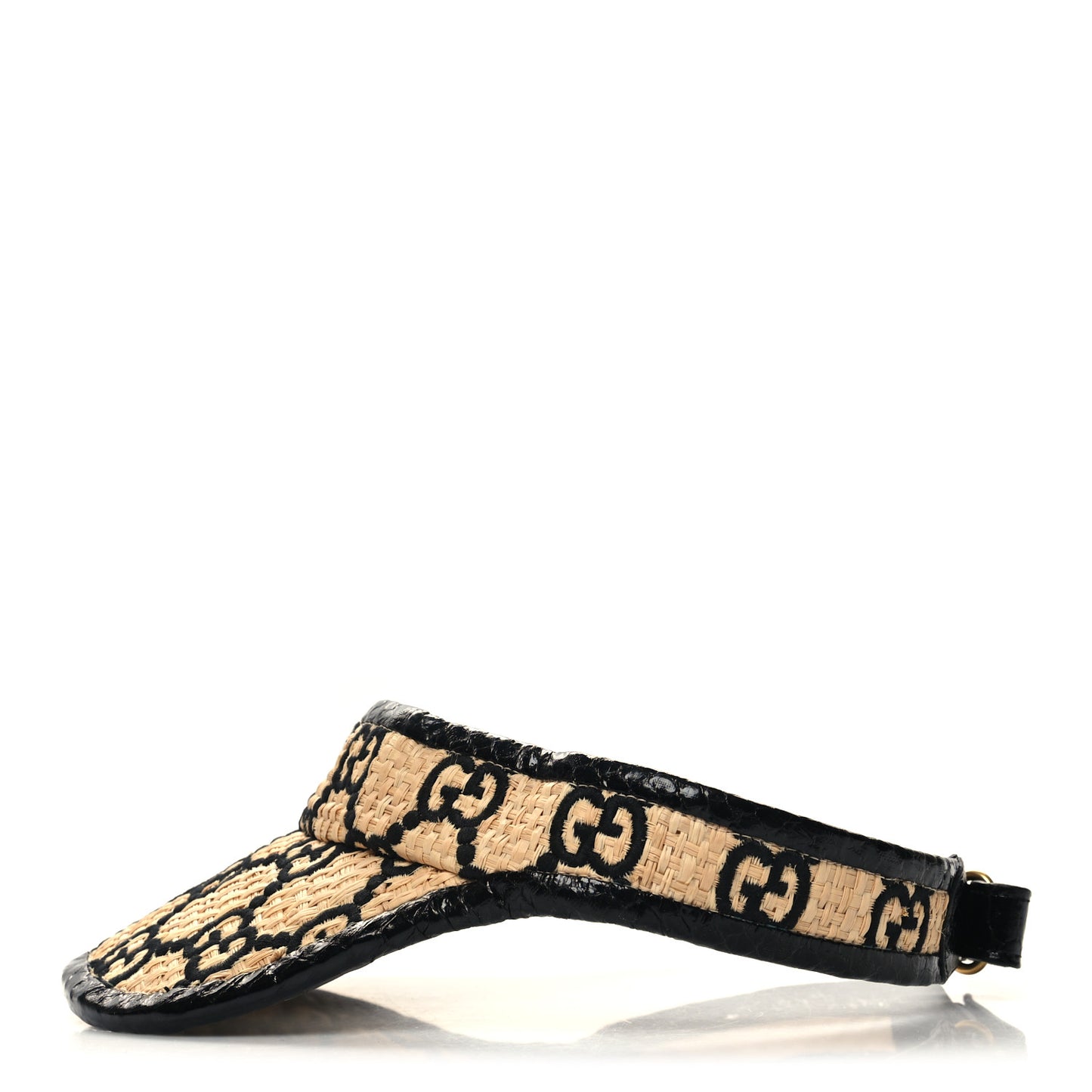 Raffia Elaphe GG Monogram Embroidered Afraa Visor Ivory Black