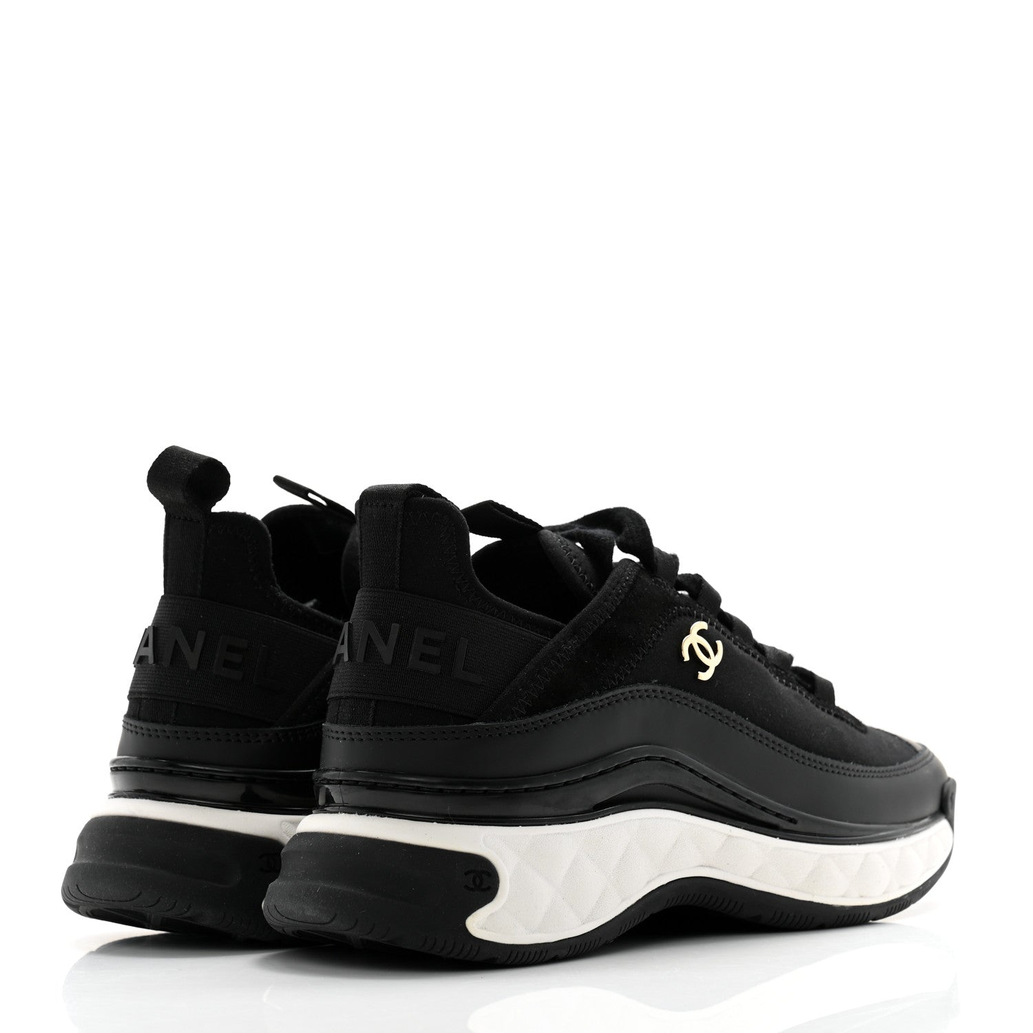 Chanel Velvet Calfskin Mixed Fibers CC Sneakers 36 Black 4 of 10