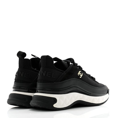 Chanel Velvet Calfskin Mixed Fibers CC Sneakers 36 Black 4 of 10