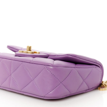 Chanel Lambskin Enamel Quilted Mini Pending CC Square Flap Purple 11 of 11