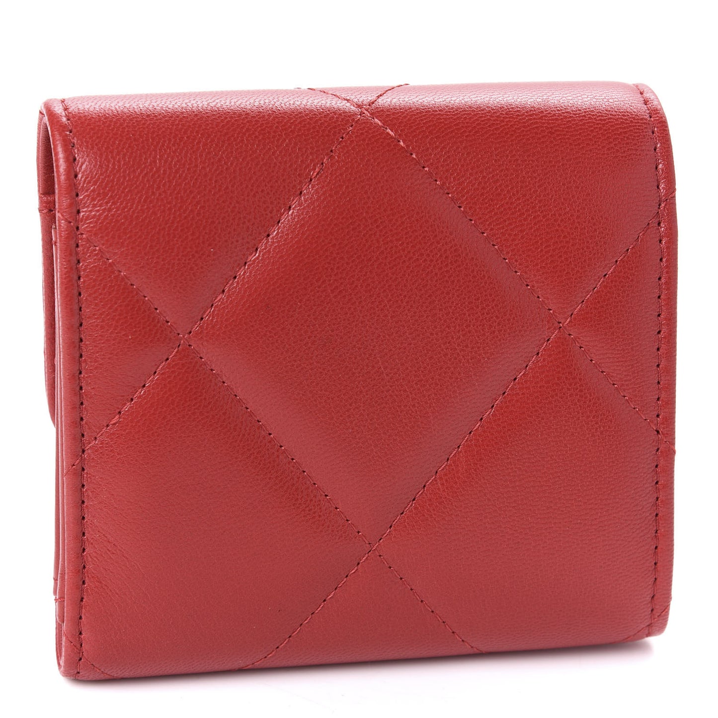Goatskin Quilted 19 Small Flap Wallet Red