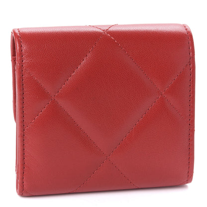 Chanel Goatskin Quilted Chanel 19 Small Flap Wallet Red 3 of 9