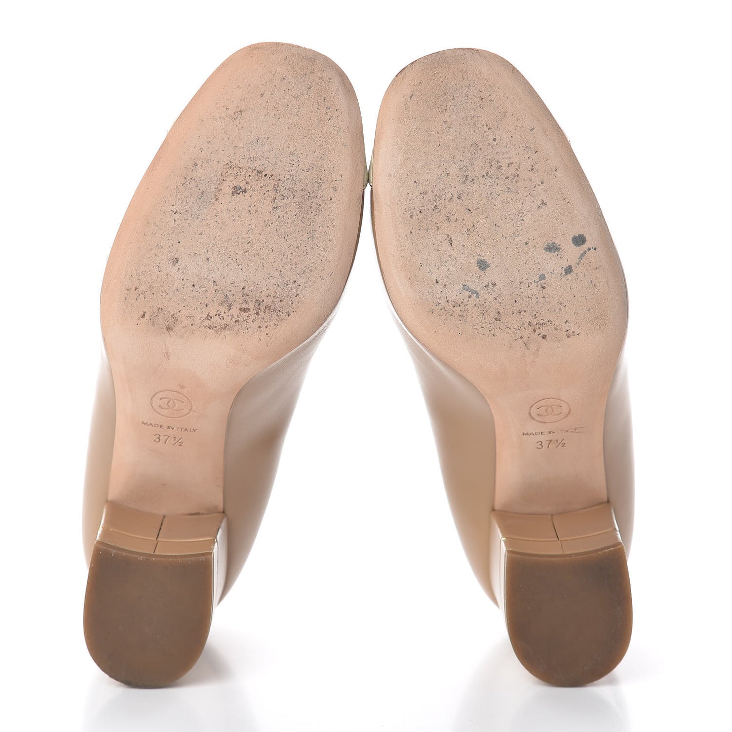 Lambskin Patent Cap Toe Pumps 37.5 Beige