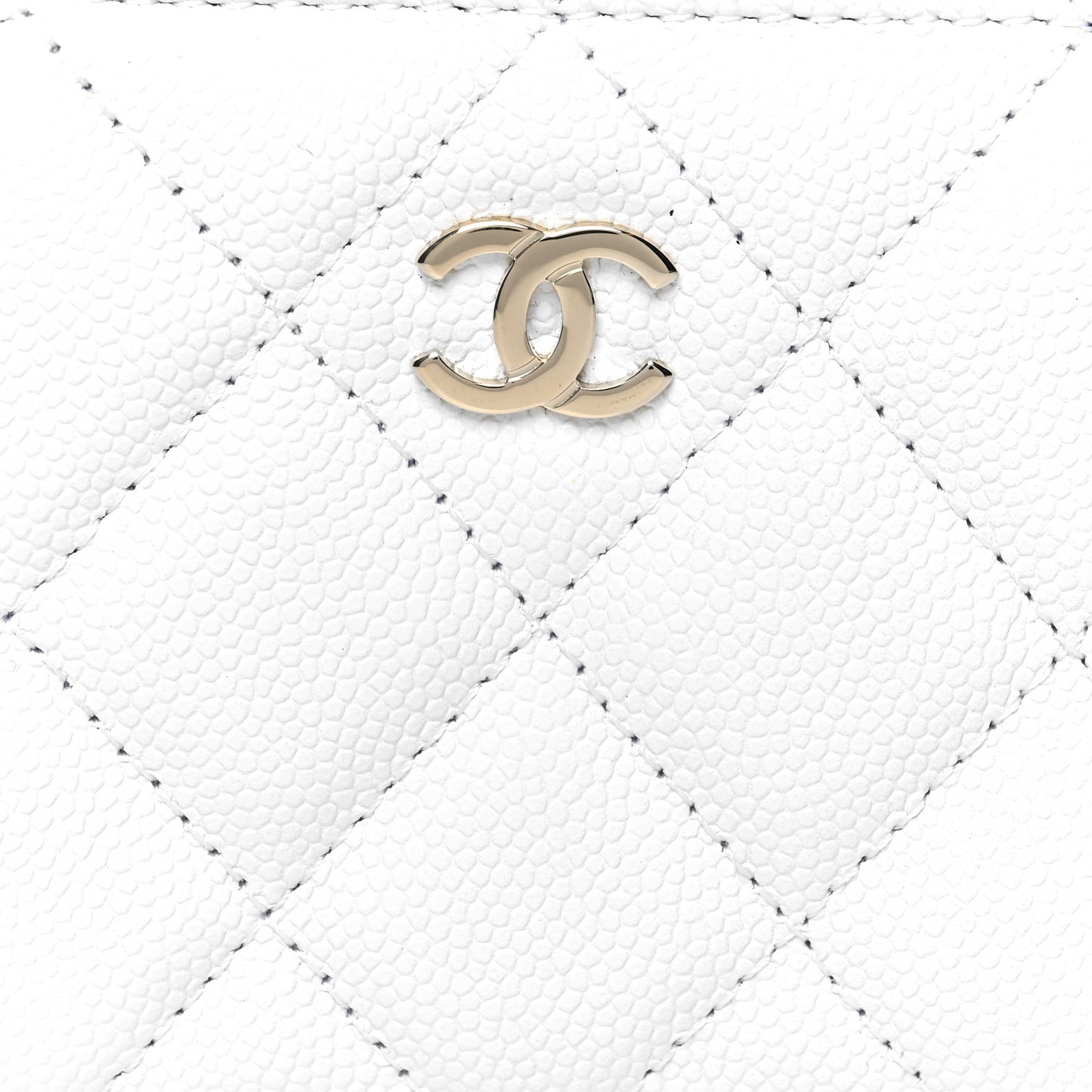 Caviar Quilted Zipped Key Holder Case White