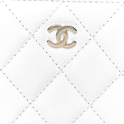 Chanel Caviar Quilted Zipped Key Holder Case White 7 of 8