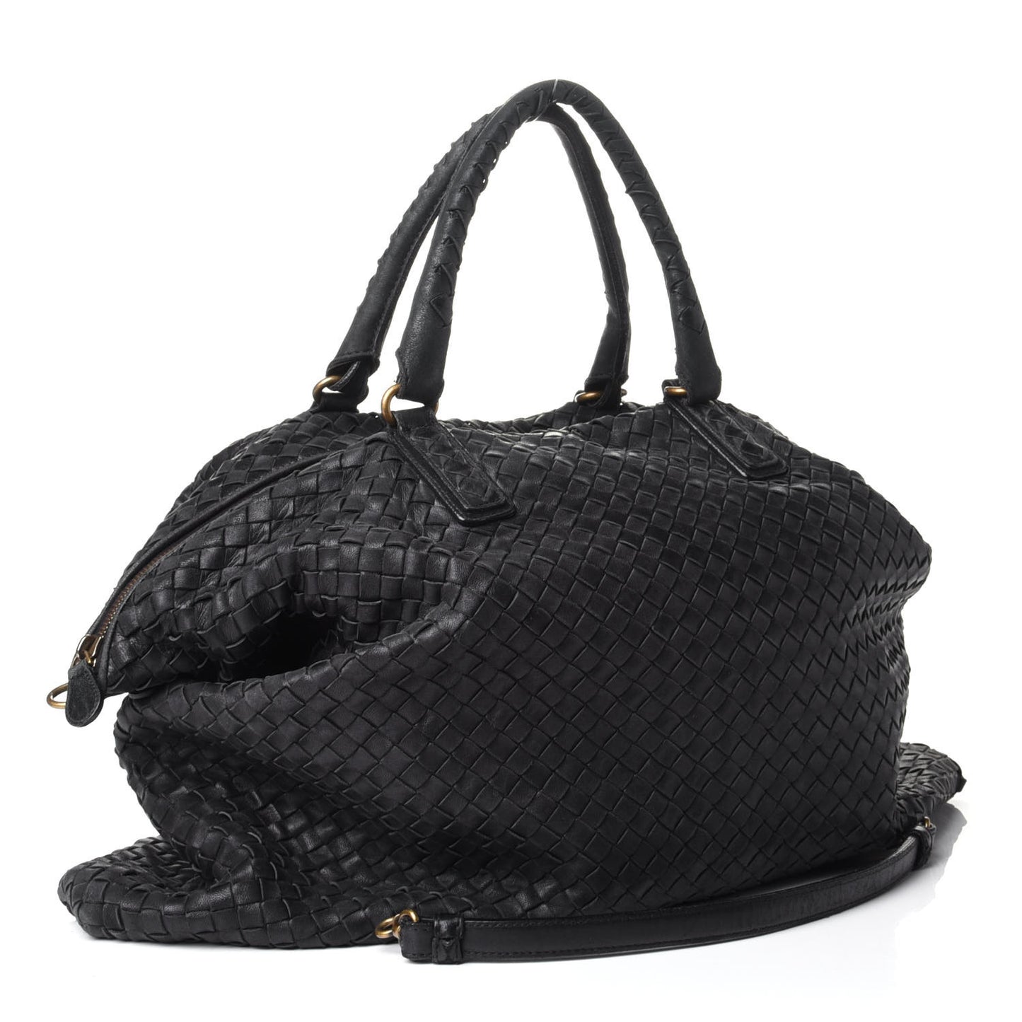 Nappa Intrecciato Maxi Convertible Tote Black
