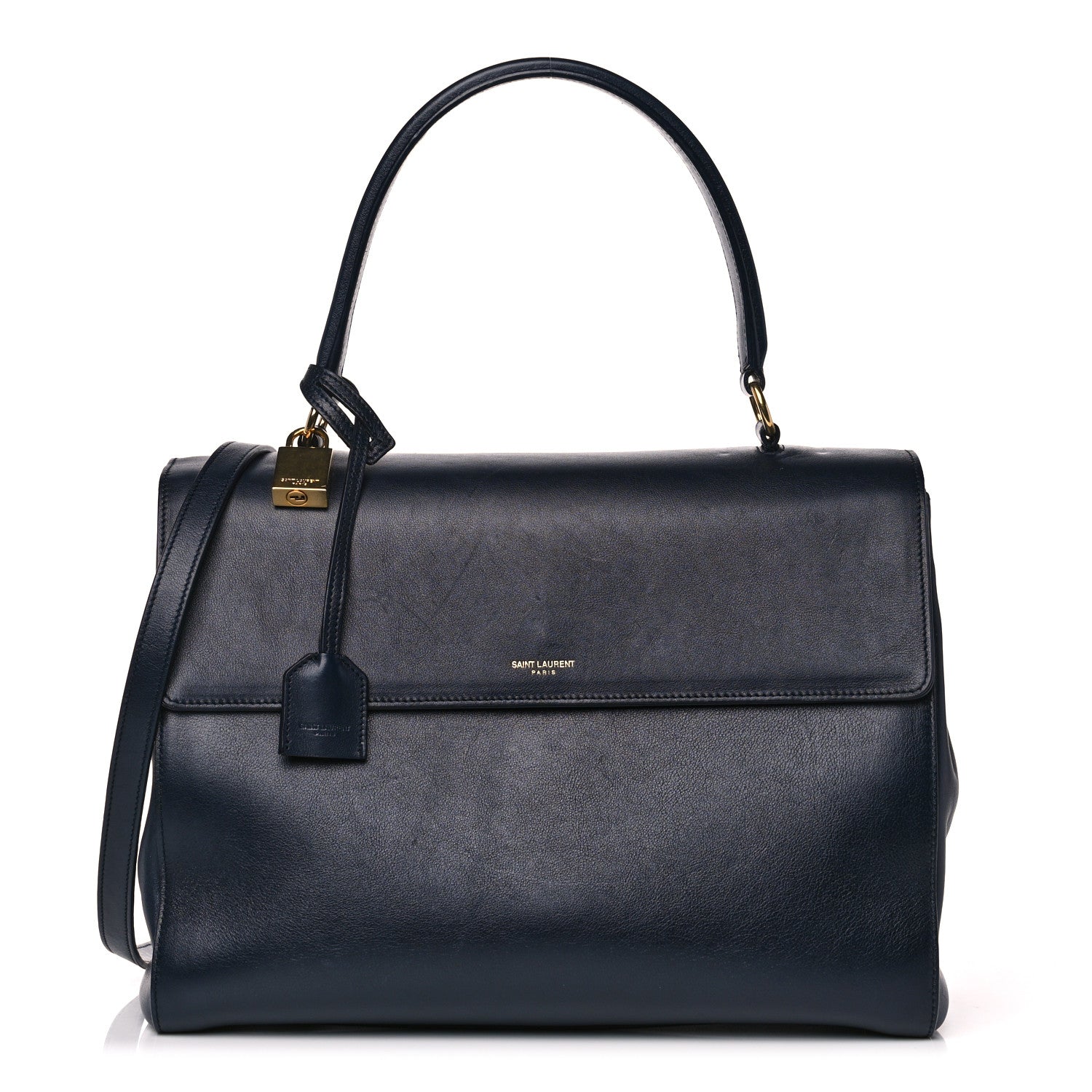Saint Laurent Calfskin Medium Moujik Top Handle Bag Navy 1 of 12
